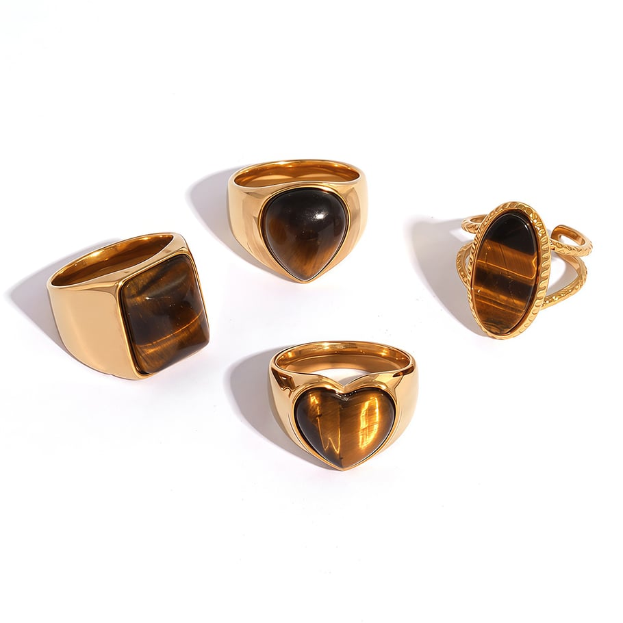 1 Piece Retro Irregular Shape Stainless Steel Gold Color Women’s Statement Rings h5Picture5