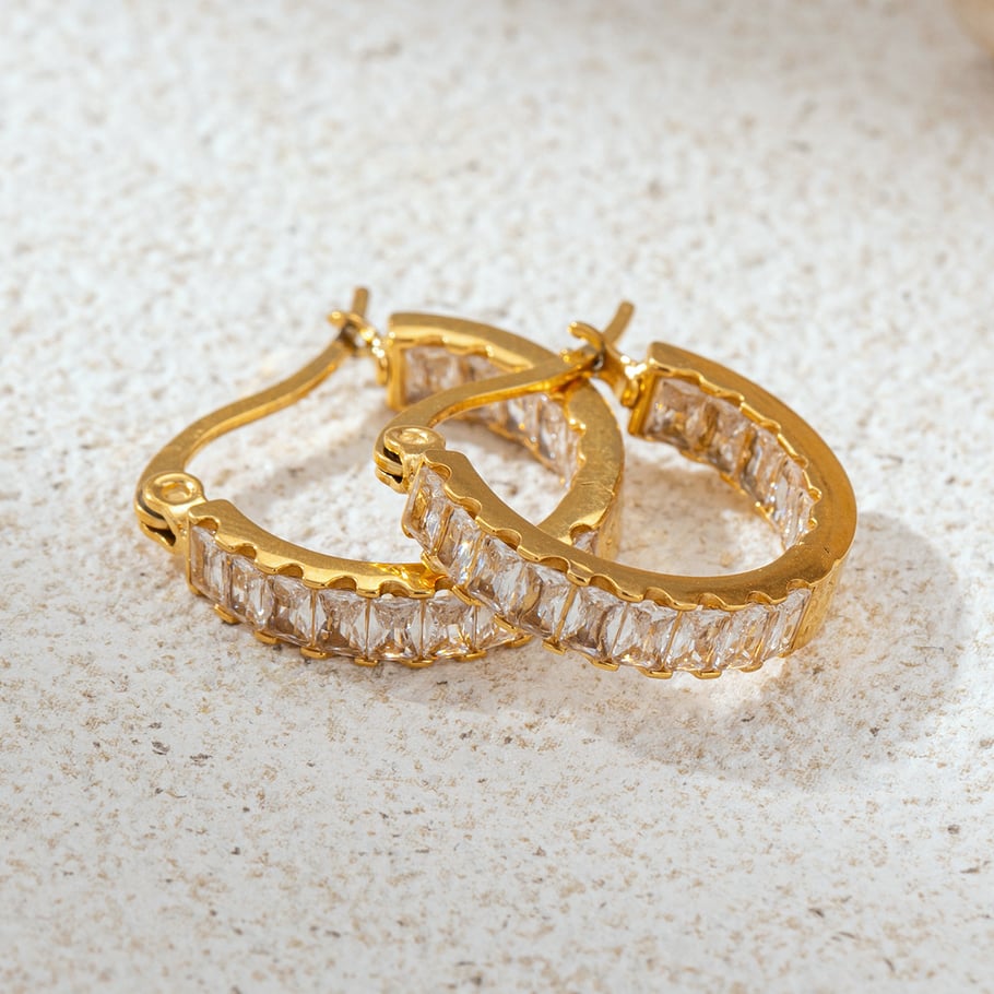1 Pair Stainless Steel Zircon Hoop Earrings h5Picture3