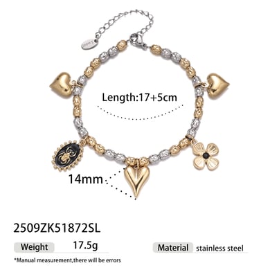 Heart Mixed Color Beads Stainless Steel Necklaces Set h5 