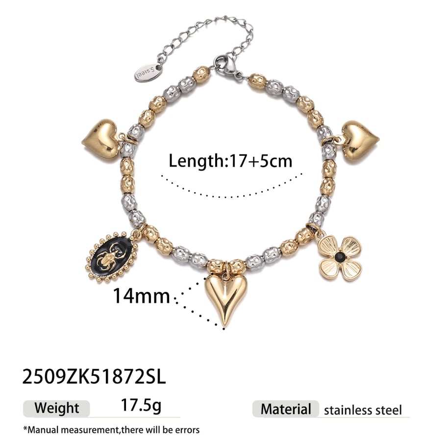 Heart Mixed Color Beads Stainless Steel Necklaces Set