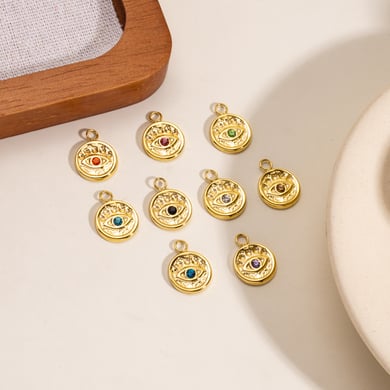 1 Piece Classic DIY Devil's Eye Circle Stainless Steel   Gold Color  Women's Pendants h5 Picture2