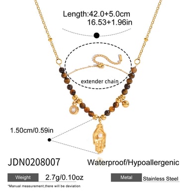 1 Stück Klassische Herz Edelstahl Gold Farbe Naturstein Damen Anhänger Halsketten h5 Bild2