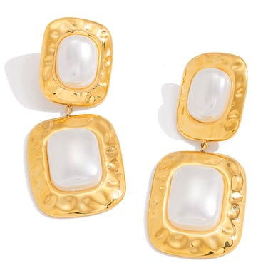 1 paio di splendidi orecchini pendenti rettangolari in acciaio inossidabile color oro da donna h5 