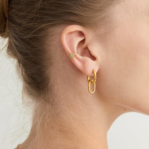1 Pair Minimalist Circle Stainless Steel Gold Color Zircon Women's Ear Cuffs