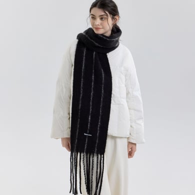 1 stuk wollen en polyester kwastjes wintersjaal met kleurblok h5 