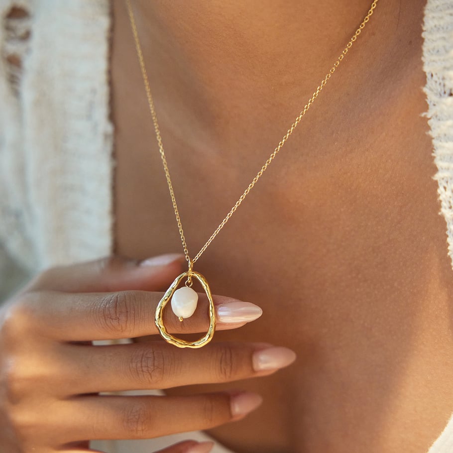1 Stück romantische Tropfen Edelstahl Gold Farbe Perle Damen Anhänger Halsketten h5Bild5