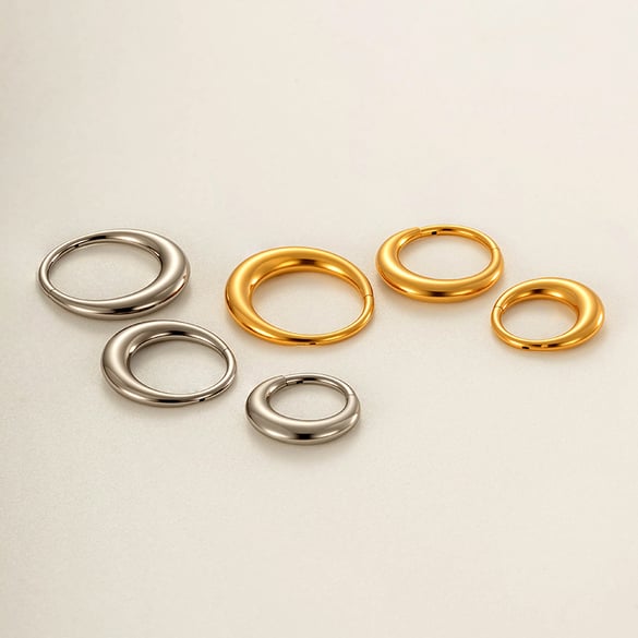1 Piece Simple Circle Titanium Alloy Gold Color Hoop Earring 2