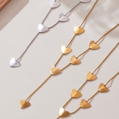 Collier pendentif minimaliste en acier inoxydable couleur or pour femme, 1 pièce, motif cœur h5 Image3