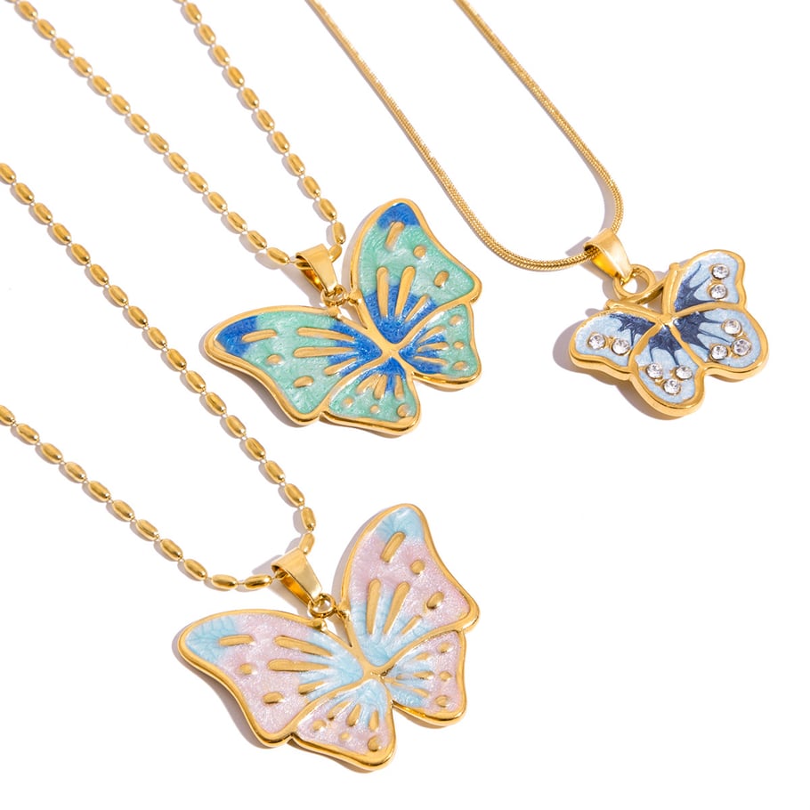 1 Piece Designable Butterfly Stainless Steel Gold Color Women's Pendant Necklaces h5Picture7