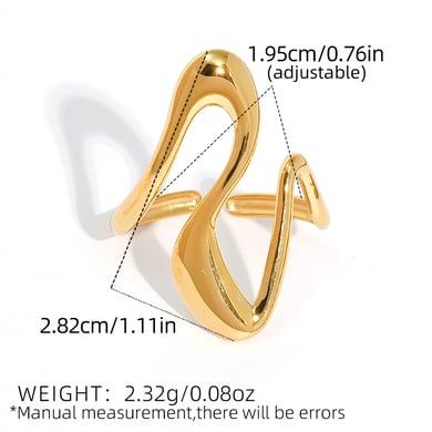 1 Piece  Simple Irregular Shape Stainless Steel  Gold Color Women's Statement Rings h5 Picture2