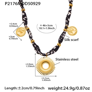 Collar con colgante de acero inoxidable dorado con forma circular de diseño para mujer de 1 pieza h5 