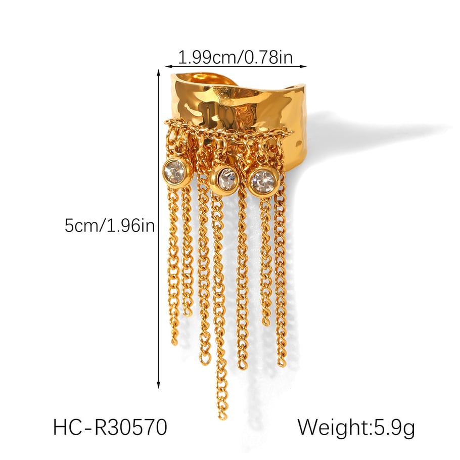 1 stuk kwast roestvrij staal goudkleurige statement ring Afbeelding2