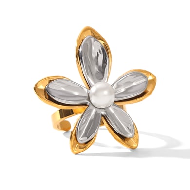 1 Paar Statement-Blumenring aus Edelstahl in verschiedenen Farben h5 