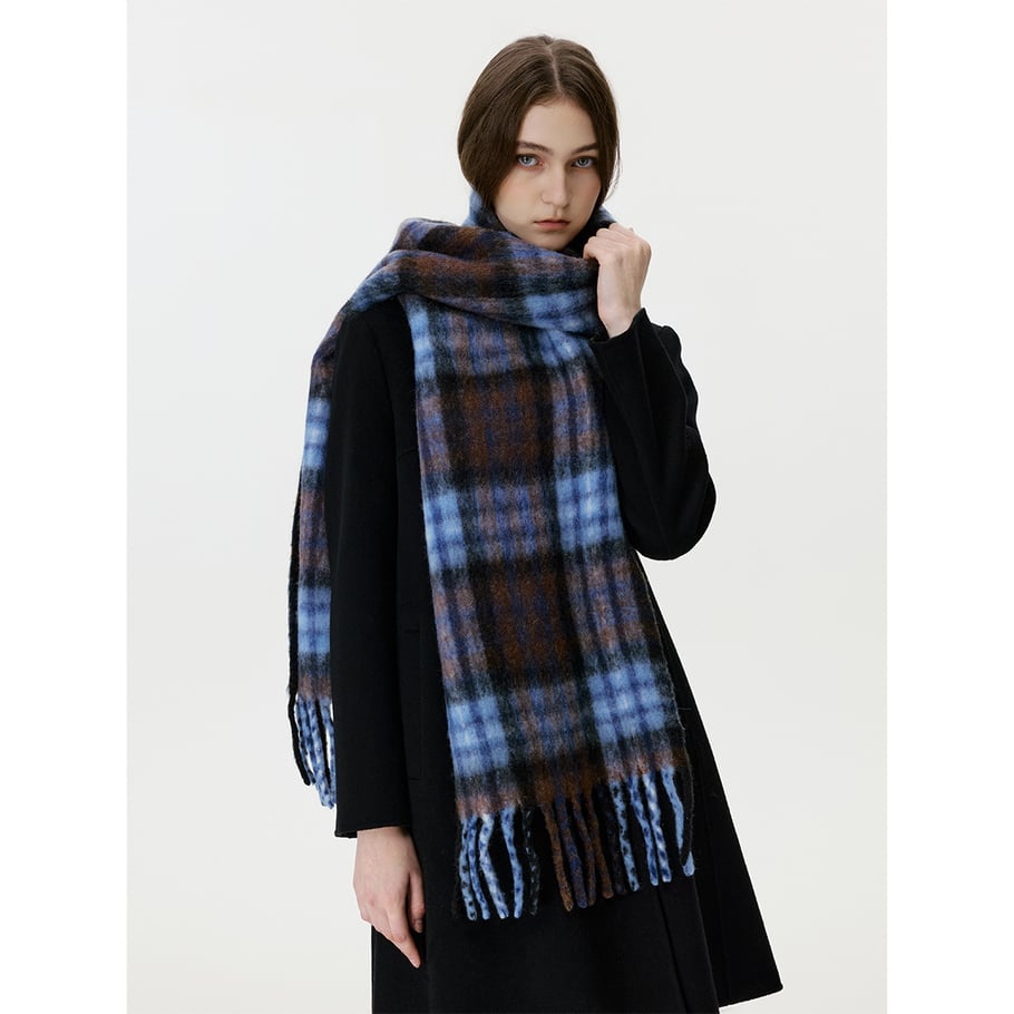 Sciarpa invernale da donna in lana scozzese blu classico, 1 pezzo h5Immagine2