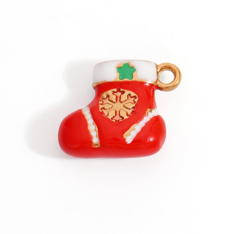 Pendentif pour femme en acier inoxydable émaillé avec plante de Noël à faire soi-même, 1 pièce h5Image2