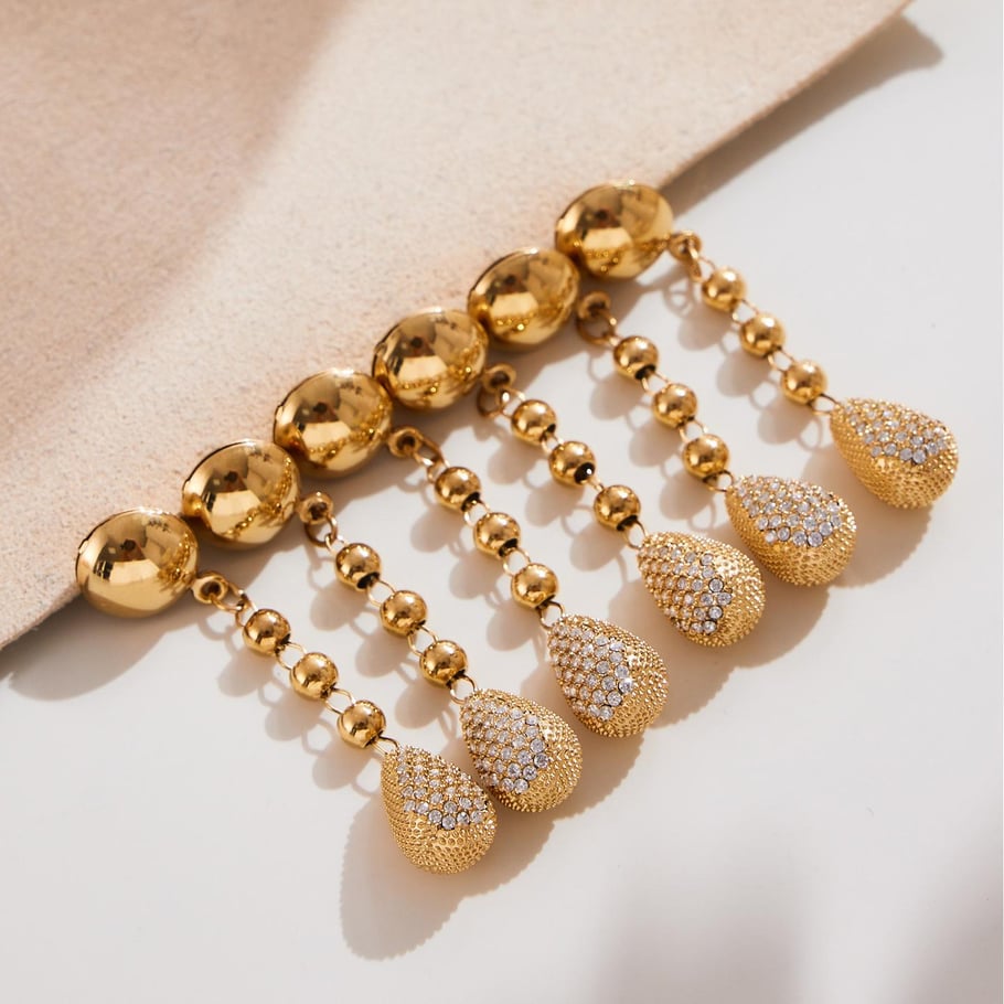 Parures de bijoux luxueuses pour femmes en acier inoxydable couleur or et zircone h5Image4