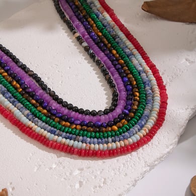 1 pieza de collar de cuentas de piedras naturales retro de color dorado para hacer tú mismo. h5 Imagen3
