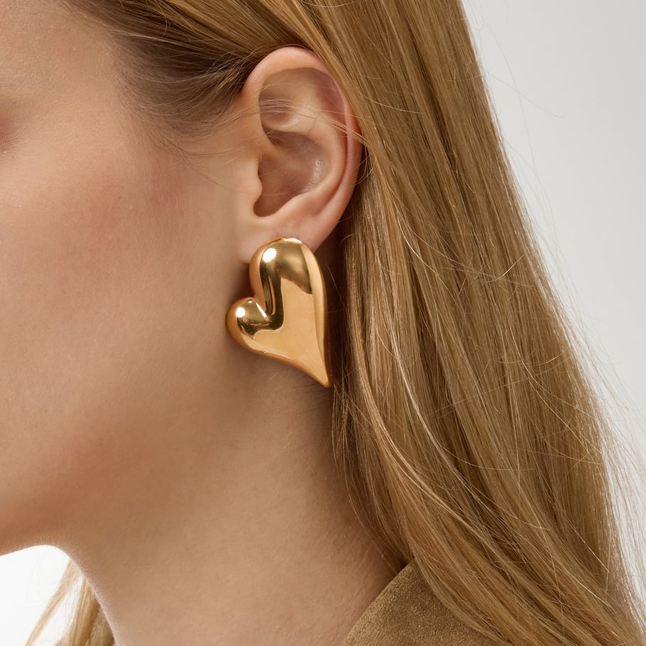 Klassisches unregelmäßiges Herz Edelstahl Goldfarben Damen Schmuck Sets h5Bild5
