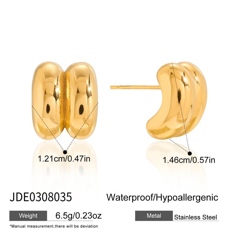 1 Paar minimalistische, einfarbige Ohrstecker aus Edelstahl in Goldfarbe für Damen h5Bild2