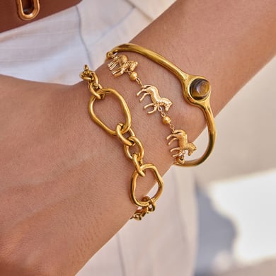 1 Stück luxuriöse Zebra-Charm-Armbänder aus Edelstahl in Goldfarbe für Damen h5 Bild3
