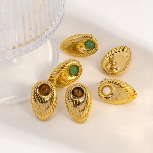 1 paire de boucles d&#39;oreilles à tige simples rétro en acier inoxydable pour femme