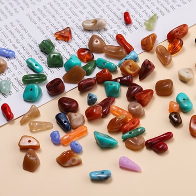1 Paket Retro DIY Düzensiz Degrade Renkli Akrilik Takı Boncuğu h5 Resim2