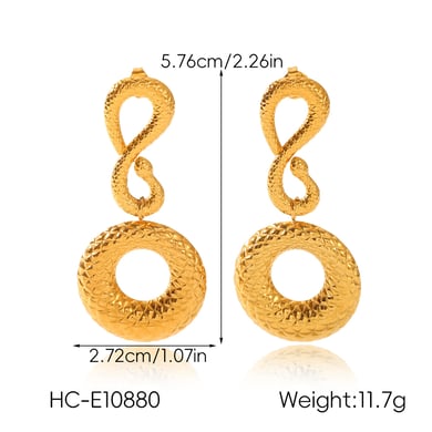 1 paio di orecchini pendenti in acciaio inossidabile color oro con motivo a pelle di serpente h5 Immagine2