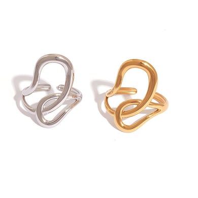 Bague simple et irrégulière en acier inoxydable couleur or pour femme h5 Image4