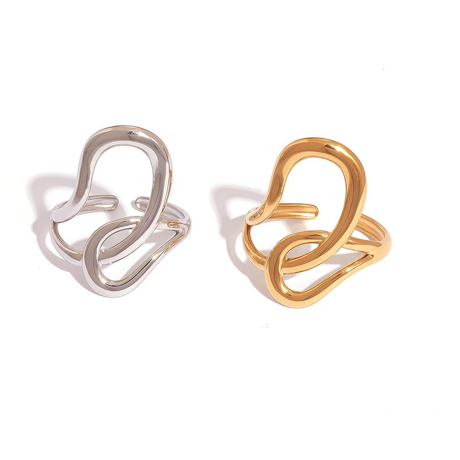1 Piece Simple Irregular Shape Stainless Steel Gold Color Women's Statement Rings h5Picture4