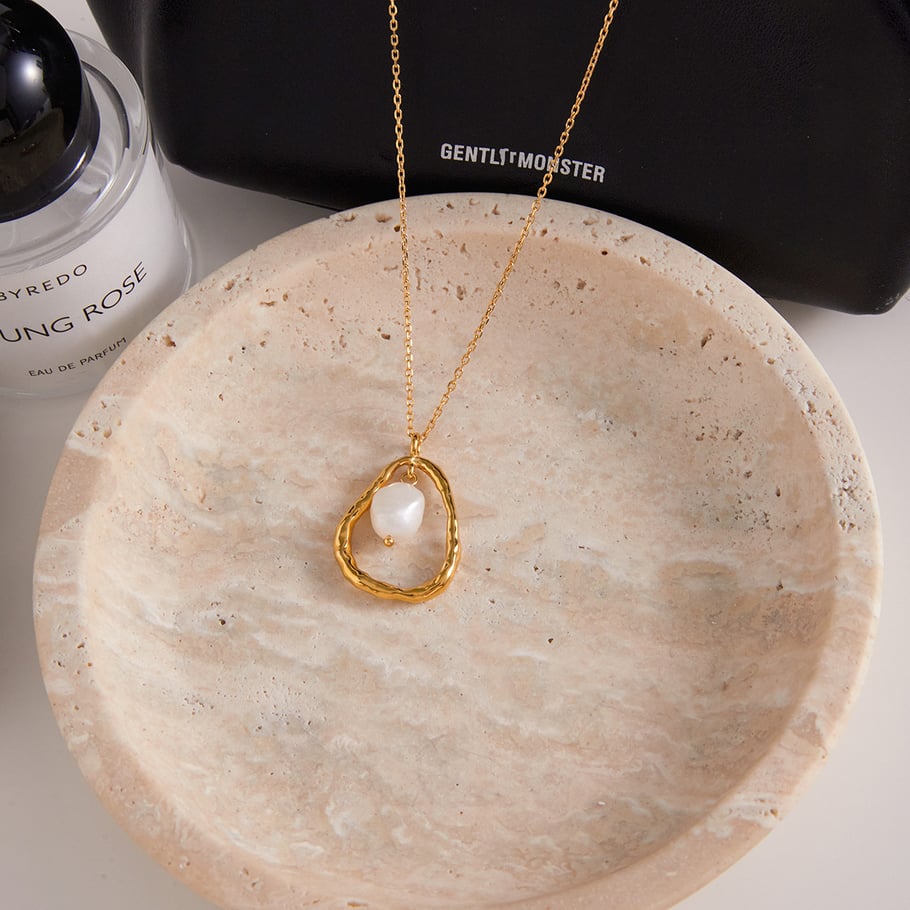 1 Stück romantische Tropfen Edelstahl Gold Farbe Perle Damen Anhänger Halsketten h5Bild6