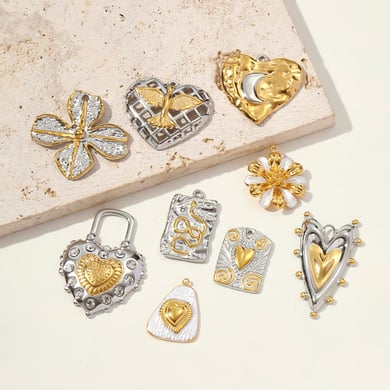 1 Stück gemischte Gold- und Silberfarben-Anhänger aus Edelstahl für Damen h5 Bild3