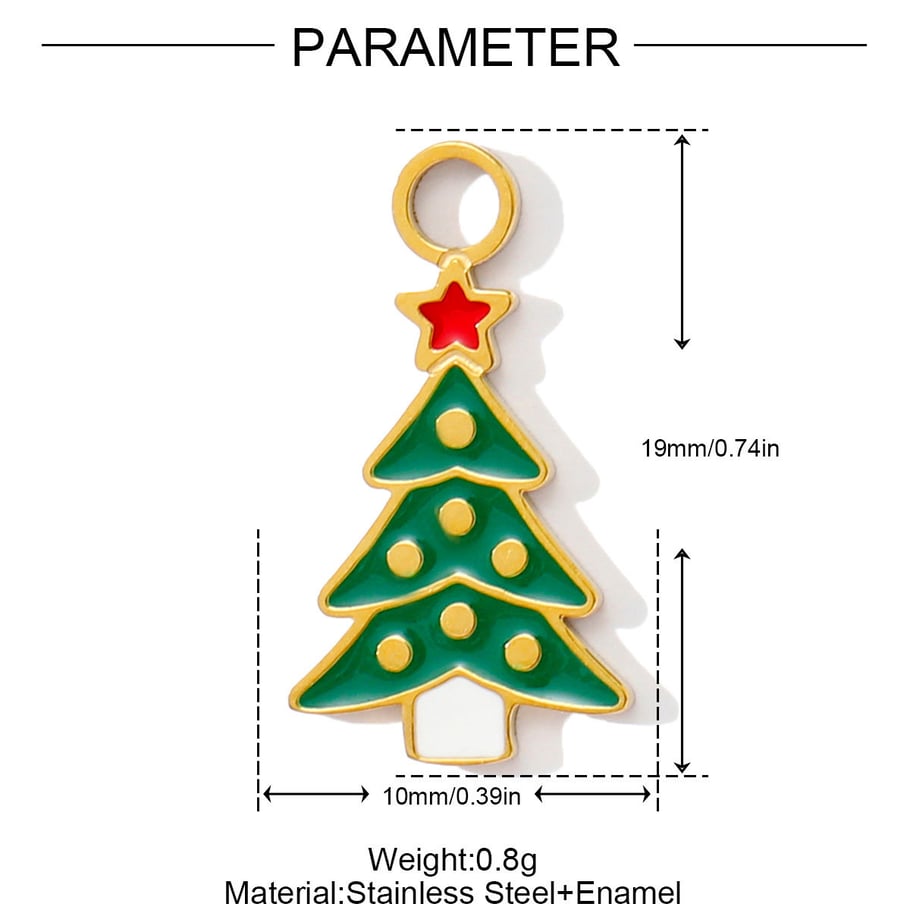 1 Parça Noel Desenli Paslanmaz Çelik Kadın Kolye h5Resim2