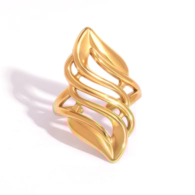 1 stuk eenvoudige retro onregelmatige vorm roestvrij staal goudkleurige dames statement ringen h5 