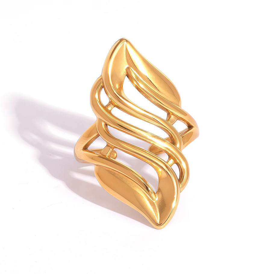 1 Piece Simple Retro Irregular Shape Stainless Steel Gold Color Women's Statement Rings