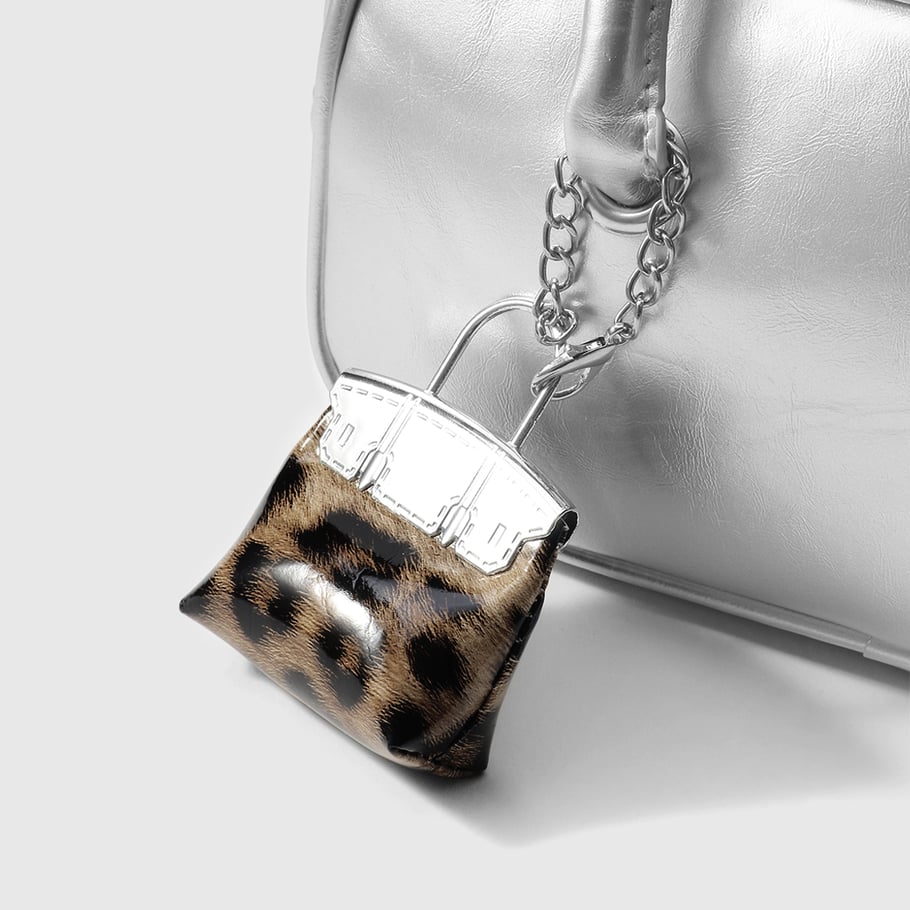 1 pieza de adornos para bolso de mujer de cuero con estampado de leopardo Imagen5