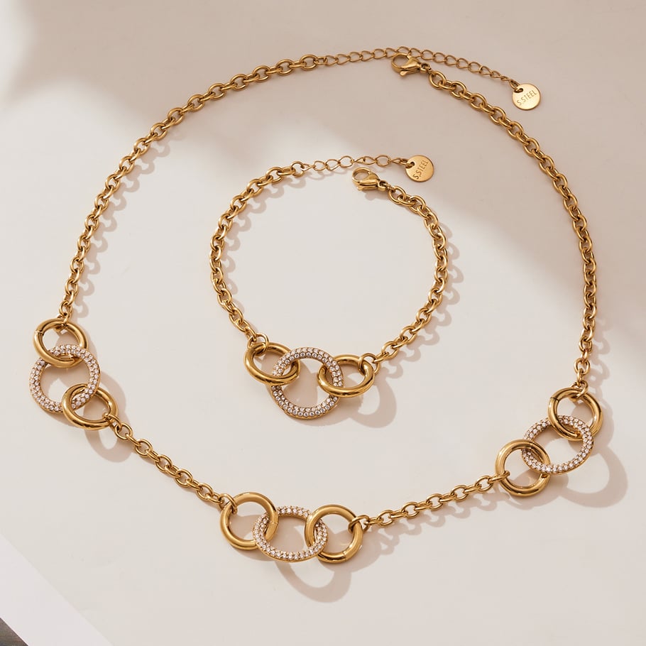 Ensembles de bijoux luxueux pour femmes en acier inoxydable couleur or h5Image2