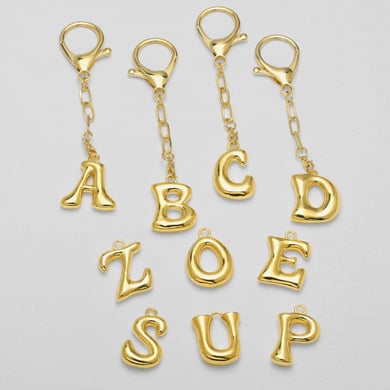 1 Piece Bubble Letter Copper Gold Color Keychain h5 Picture3