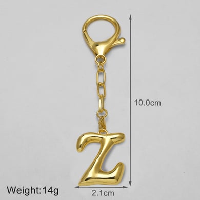 1 Piece Bubble Letter Copper Gold Color Keychain h5 Picture2