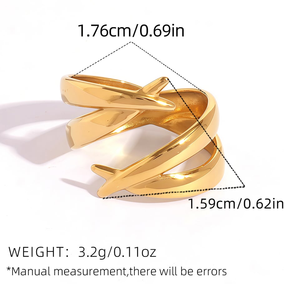 1 Piece Simple Geometric Lines Stainless Steel Gold Color Women's Statement Rings h5Picture2