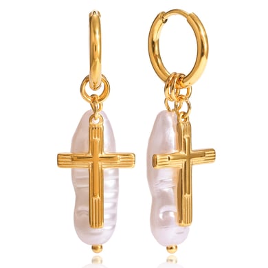 1 paio di eleganti orecchini pendenti da donna in acciaio inossidabile color oro dalla forma irregolare h5 