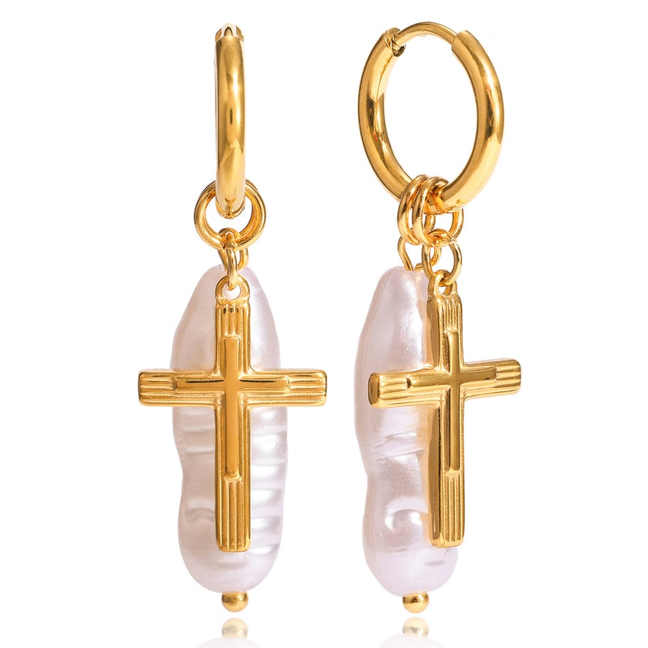 1 paio di eleganti orecchini pendenti da donna in acciaio inossidabile color oro dalla forma irregolare 