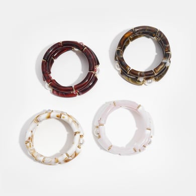 1 set di braccialetti in acrilico con colori sfumati retrò h5 Immagine5