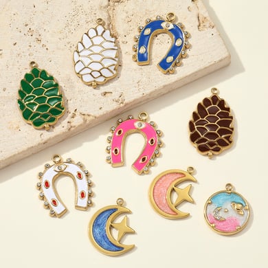 Pendentif luxueux en acier titane en forme de fer à cheval pour femme, 1 pièce h5 Image3