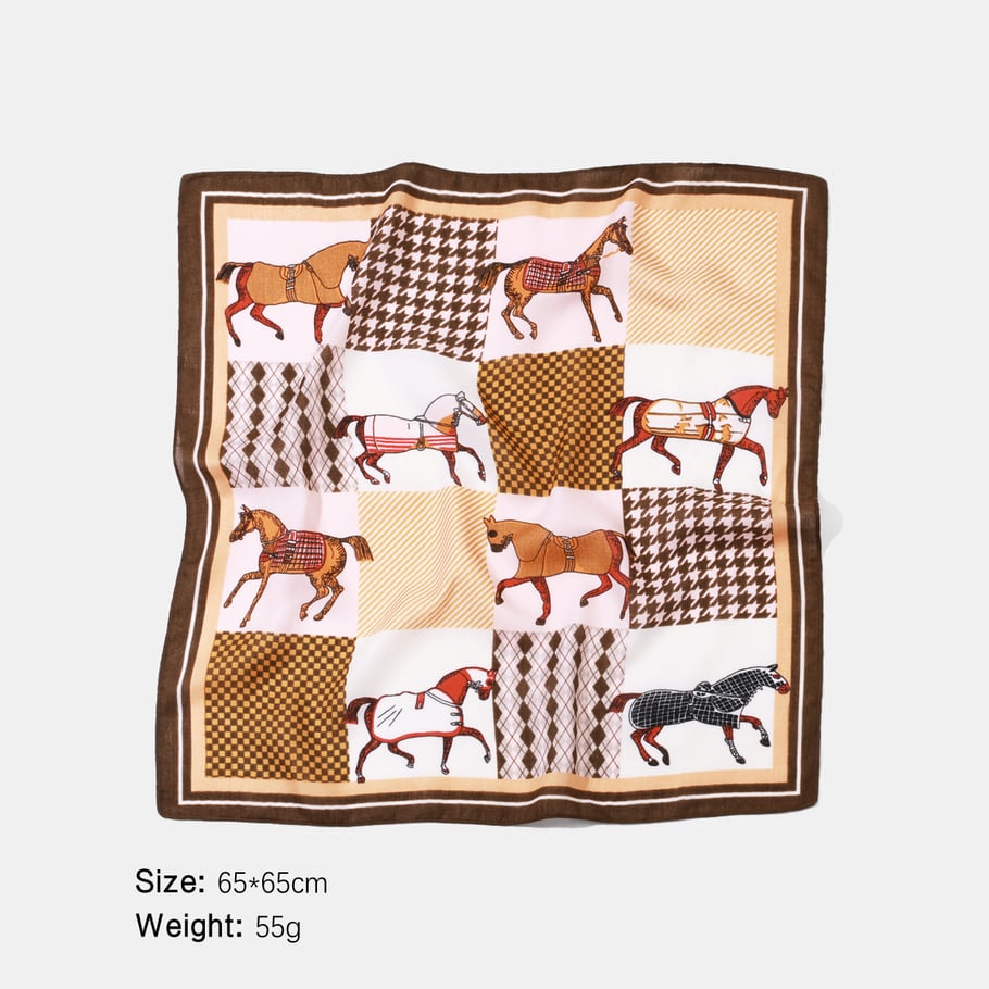 1 stuk retro geruite polyester bandana met paardenmotief