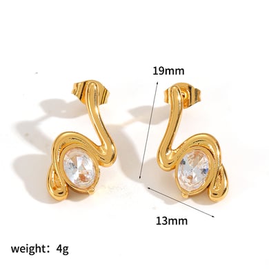 1 Paar Ohrstecker aus Edelstahl in unregelmäßiger Form und Goldfarbe h5 