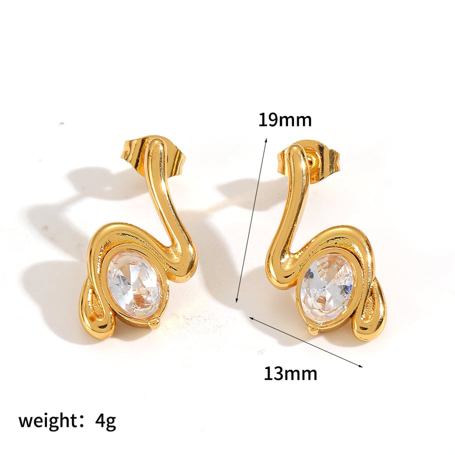 1 Paar Ohrstecker aus Edelstahl in unregelmäßiger Form und Goldfarbe 