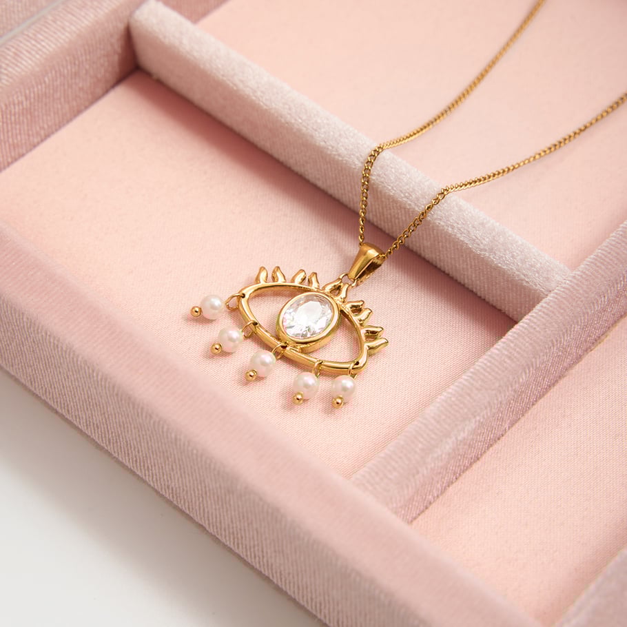 1 Piece Ornate Devil's Eye Stainless Steel Gold Color Women's Pendant Necklaces Picture3