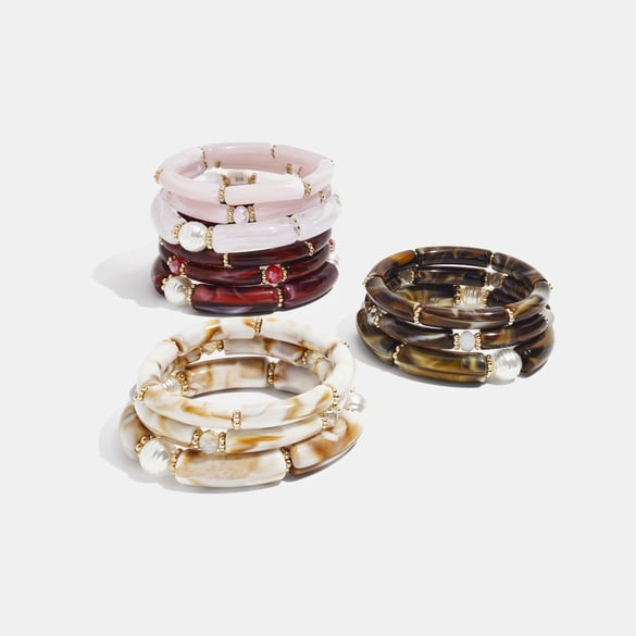 1 set di braccialetti in acrilico con colori sfumati retrò