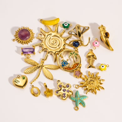 1 Piece  Versatile DIY Flower Sun Stainless Steel  Gold Color  Women's Pendants h5 Picture4
