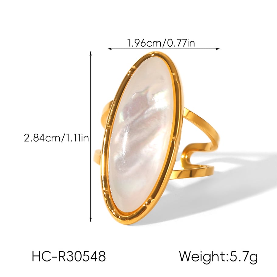 1 stuk eenvoudige roestvrijstalen gouden schelpvormige statement ring h5Afbeelding2